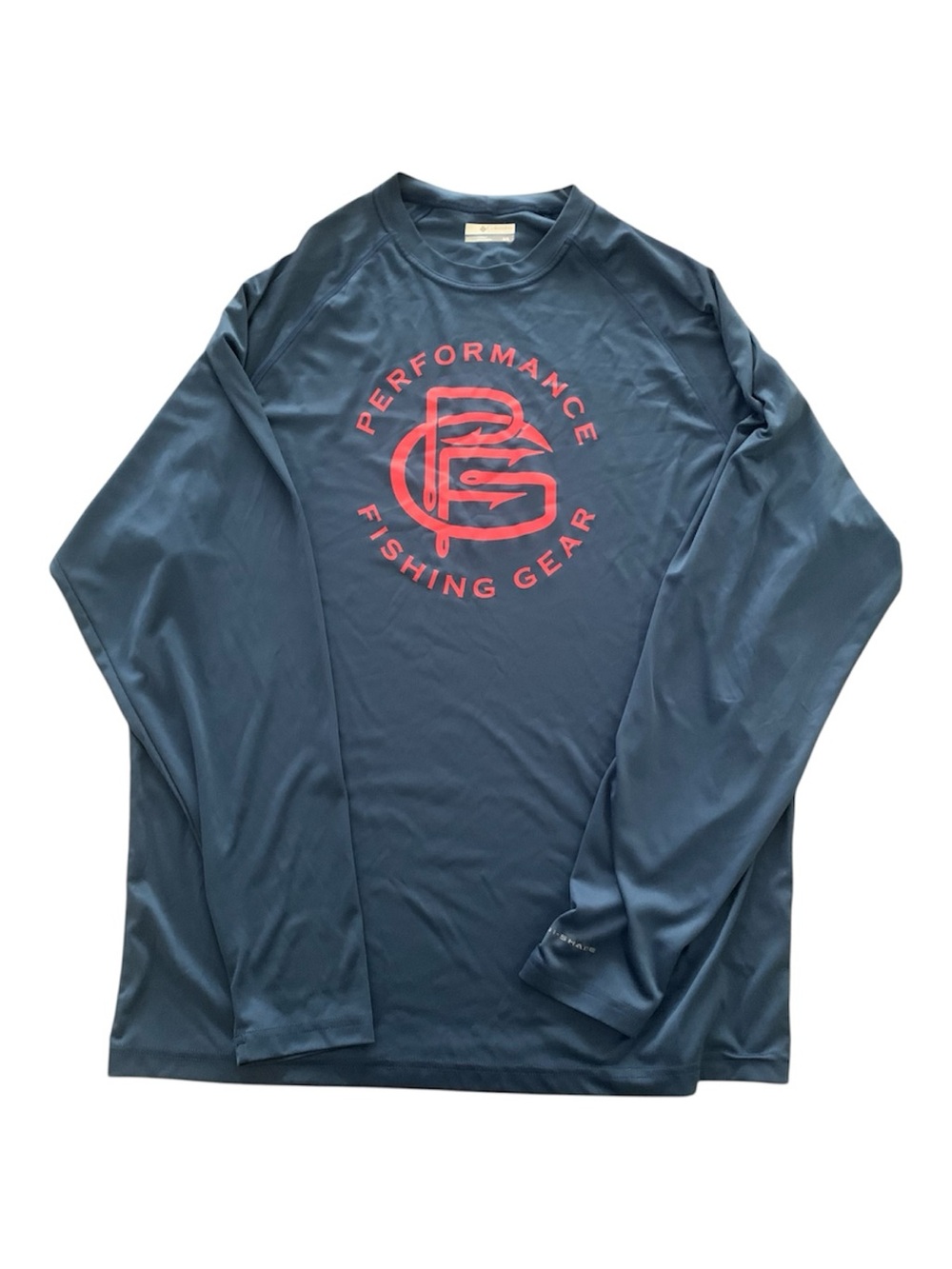 Columbia Navy Blue Long Sleeve Performance Fishing Gear Tee with Red Logo